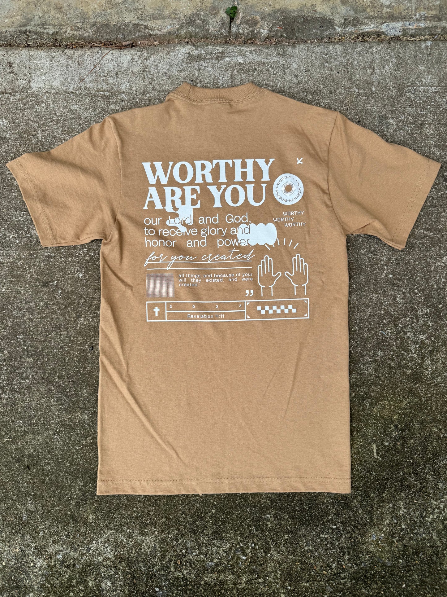 Hworthy T-Shirt  Heavyweight "God is worthy" Beige