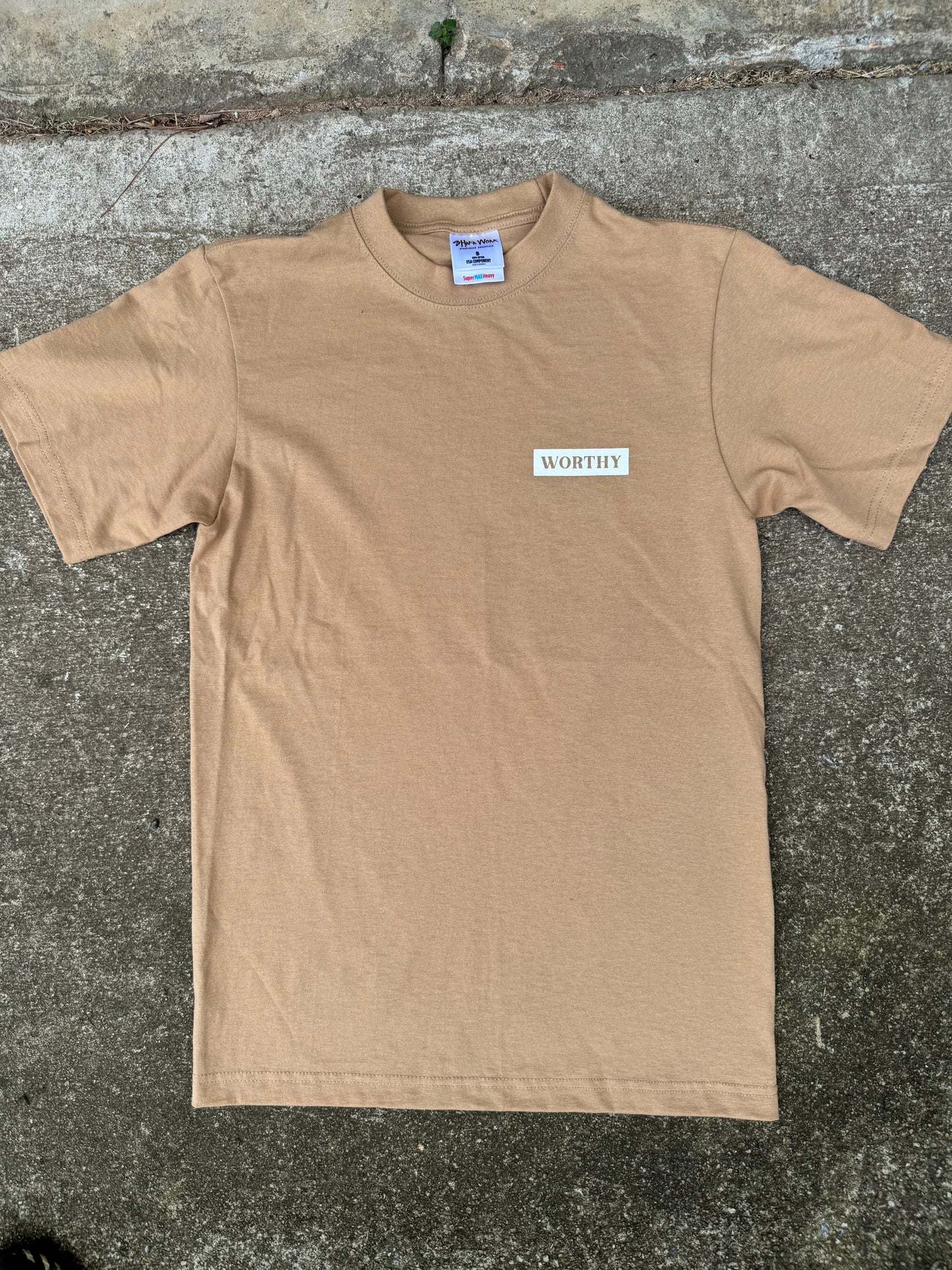 Hworthy T-Shirt  Heavyweight "God is worthy" Beige