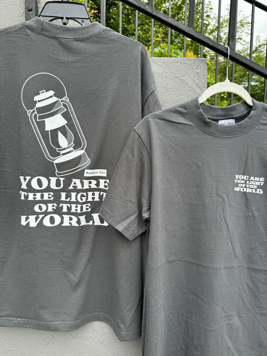 Heavyweight T-Shirt “You are the light of the world" Grey