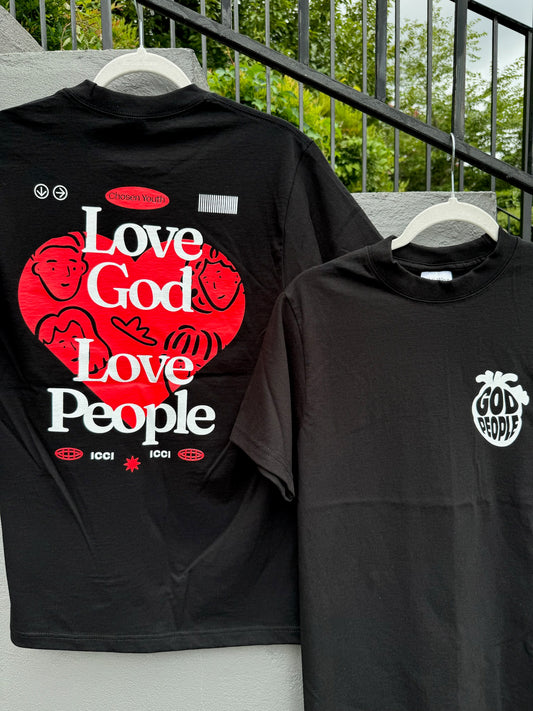 Heavyweight T-Shirt "Love God Love People" Black