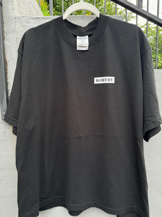 Heavyweight Dropshoulder T-Shirt Black "Worthy are you"