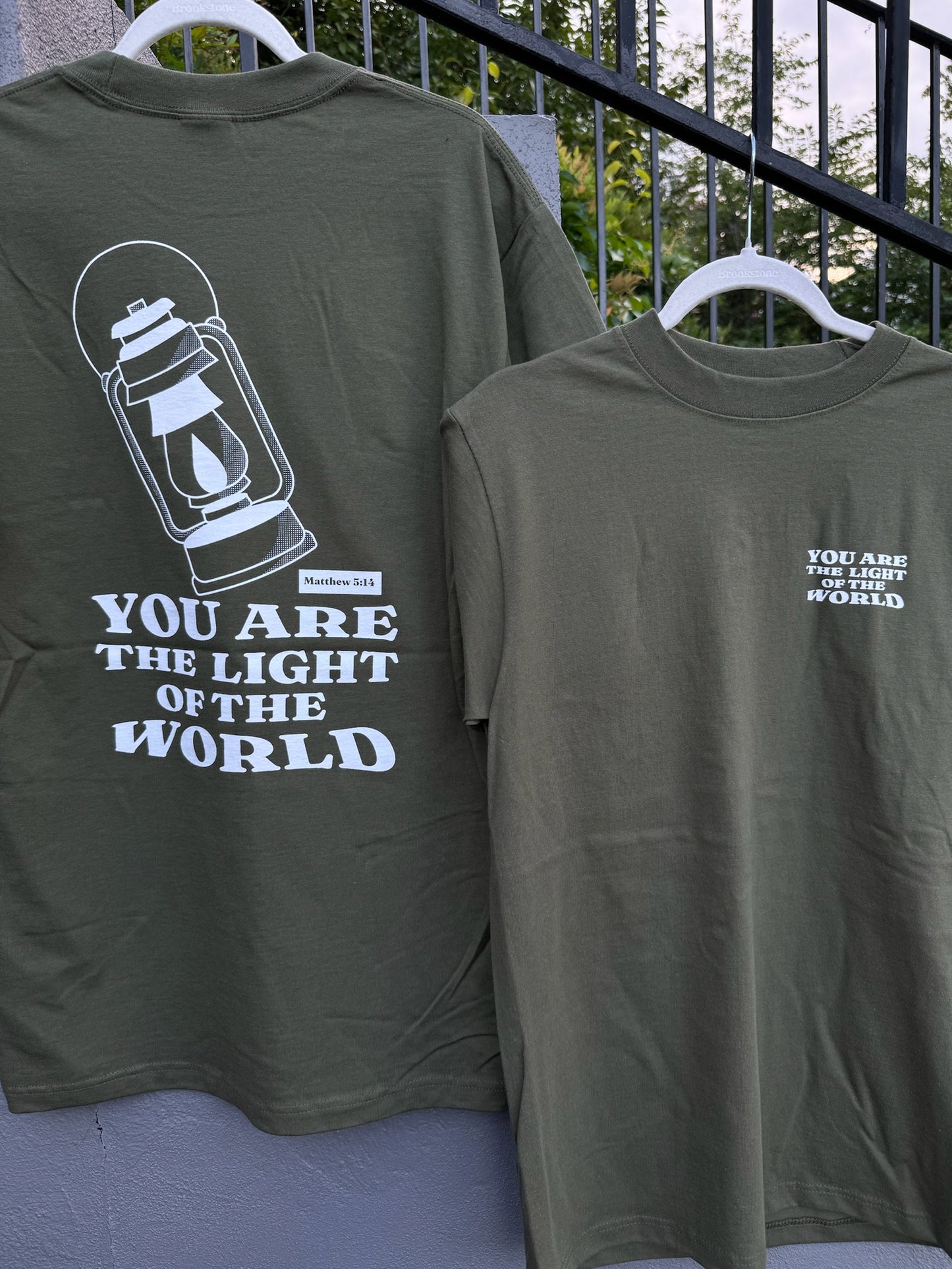 Heavyweight T-Shirt “You are the light of the world" Olive Green